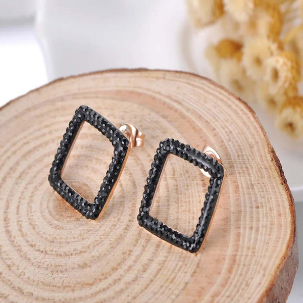 Pendientes de cristal de arcilla blanca y negra de acero inoxidable de moda