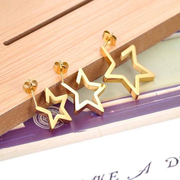 Juego de 3 pendientes de estrella de amor de acero inoxidable 316L