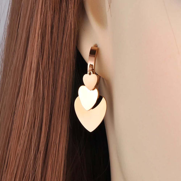 Pendientes de corazón de cristal CZ bohemio de acero inoxidable y titanio con diseño de oficina