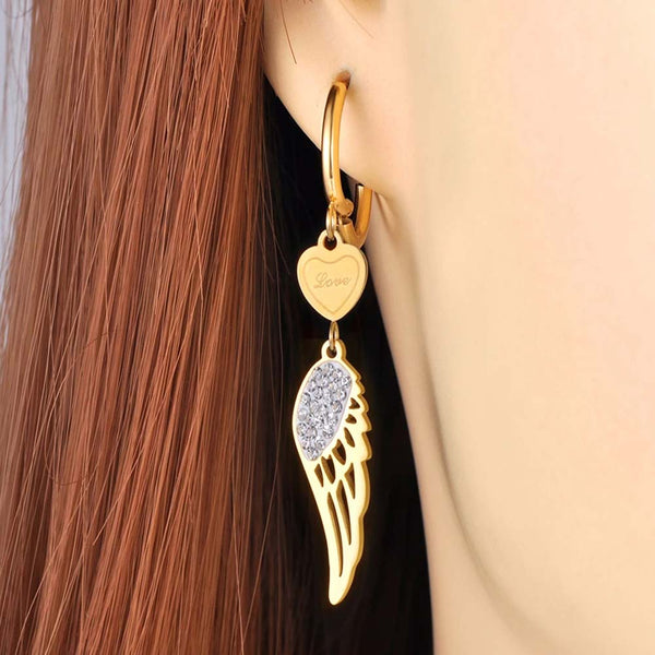 Pendientes de aro con forma de corazón de acero inoxidable y titanio