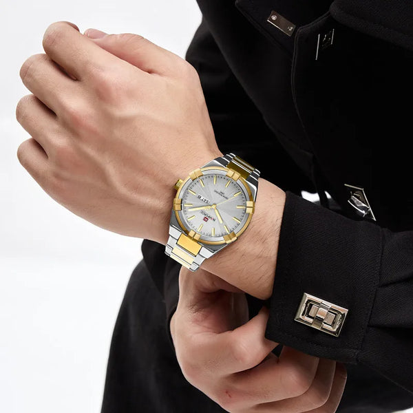 Reloj de pulsera de cuarzo para hombre, deportivo, resistente al agua, de acero inoxidable, de lujo, para negocios y moda.