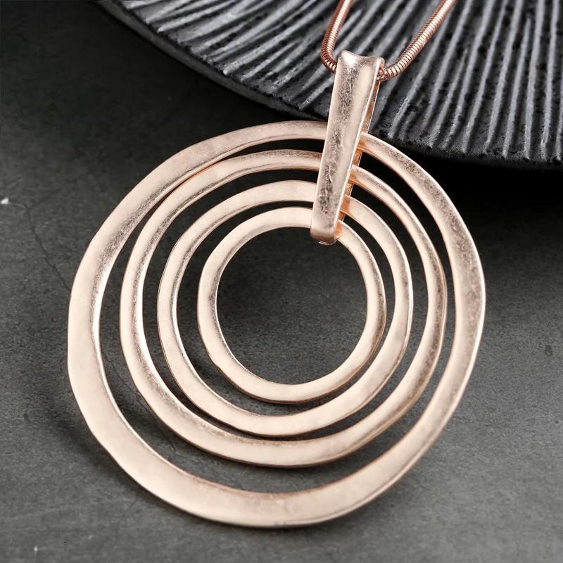 Chunky Big Jewelry for Women Long Chains Necklace Suspension Valentines Day Circles Pendant