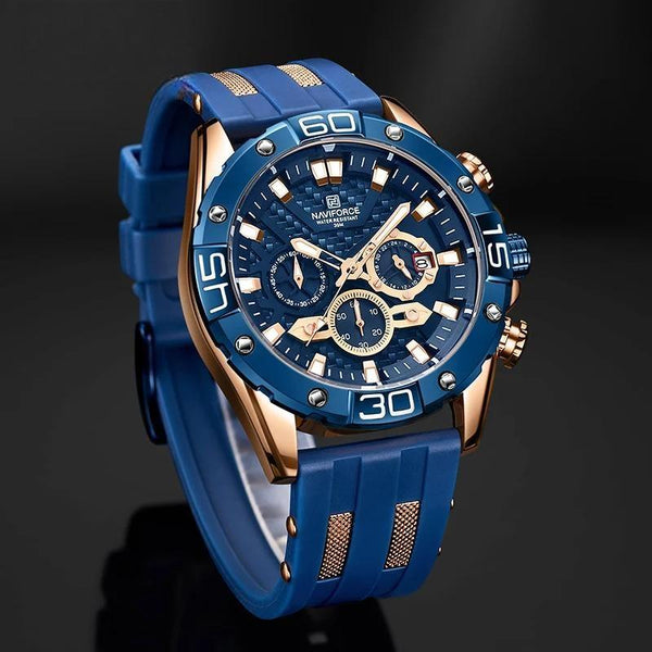 Relojes de pulsera deportivos de cuarzo con cronógrafo y correa de silicona, estilo militar, resistentes al agua para hombre.