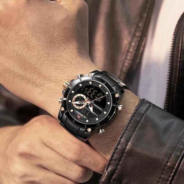 Relojes para hombre, reloj deportivo digital de lujo con doble pantalla, cronógrafo de cuarzo, reloj de pulsera