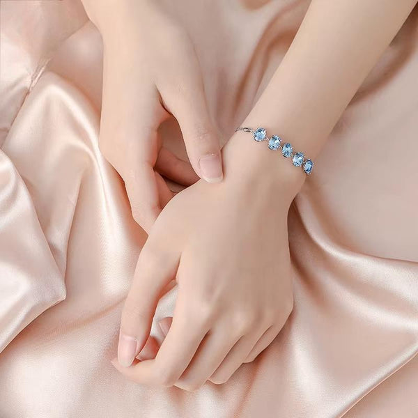 925 Sterling Silver Elegant Bracelet on Hand 3 Colors Austrian Crystal Stone