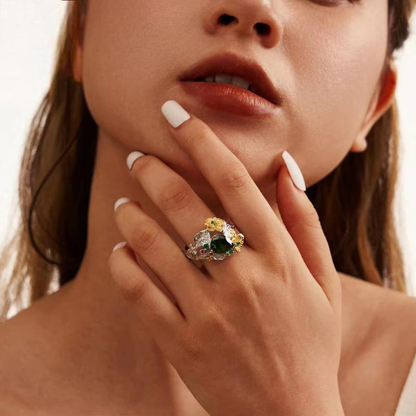 Genuine 925 Sterling Silver Created Emerald Band Rings with 5A Clear CZ for Women