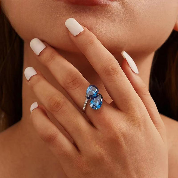 925 Sterling Silver Created Sapphire Rings 5A Clear CZ Finger Ring for Women