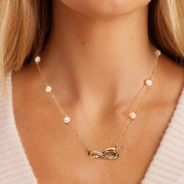 Pearl Necklaces for Women 925 Sterling Silver Infinity Pendant