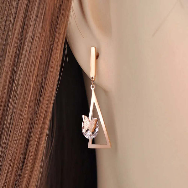 Pendientes bohemios de mariposa con cristales de circonita cúbica de acero inoxidable