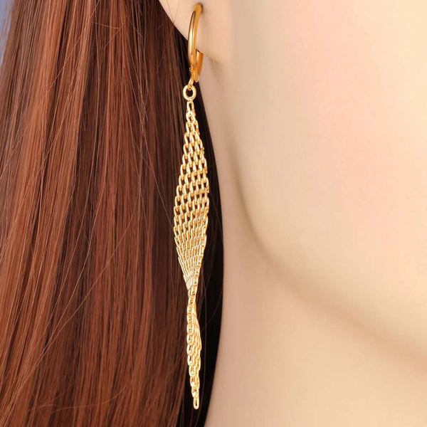 Pendientes de aro de acero inoxidable con forma de red geométrica de moda