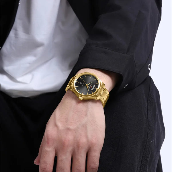 Reloj deportivo de acero inoxidable para hombre, de cuarzo, estilo militar.