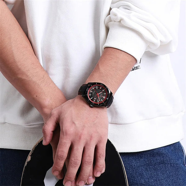 Reloj deportivo para hombre, de moda, con correa de cuero.