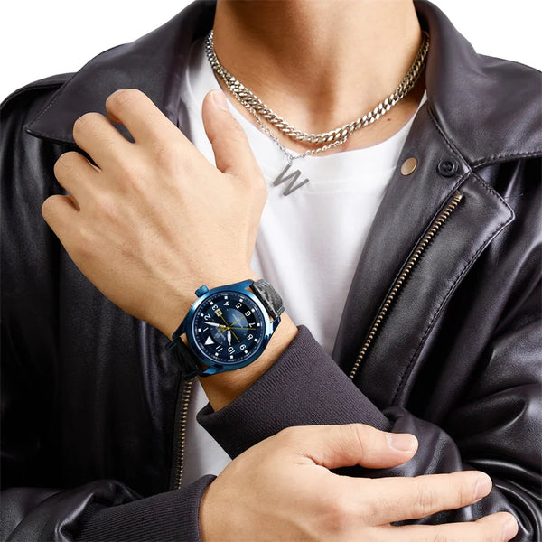 Relojes de marca de lujo superior, reloj de pulsera deportivo resistente al agua, reloj de pulsera de cuarzo de cuero luminoso para hombre