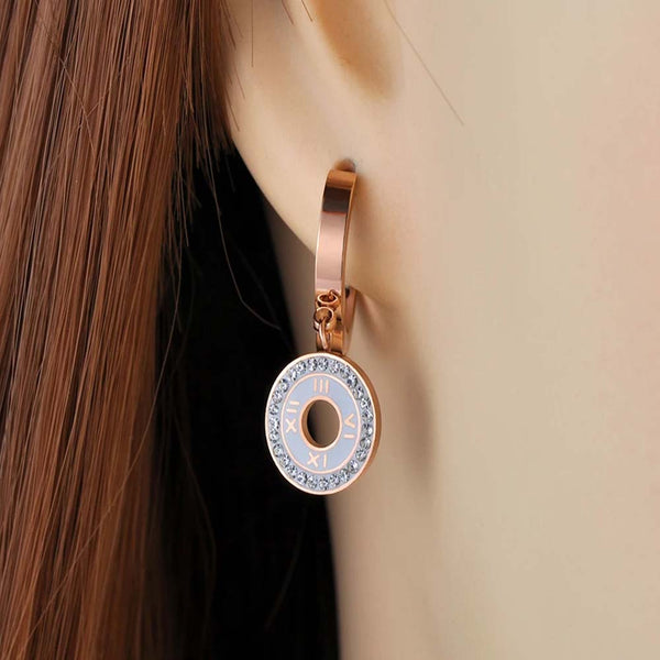 Pendientes de aro geométricos de acero inoxidable 316L con cristales de circonita cúbica para mujer