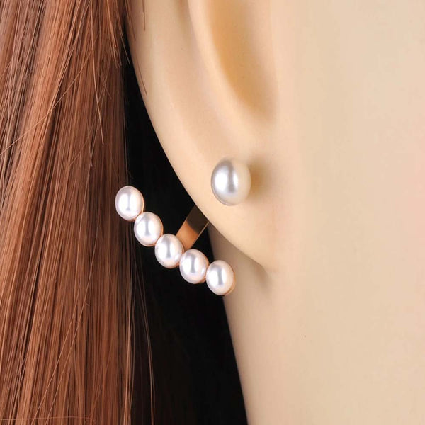 Pendientes de fiesta de acero inoxidable y titanio con perla blanca estilo oficina para mujer