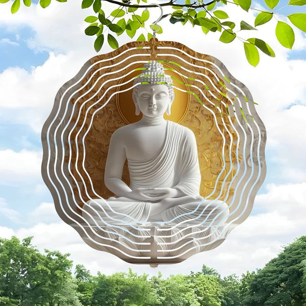 Funky Home Decor: Modern Buddha Art on Wind Chimes,  Buddhist Wall Decor Wind Chimes for Housewarming Or Meditation Gift - Abstract Tempered Glass Wall Art - Home Wall Decor. Style 10*10in（25*25cm）