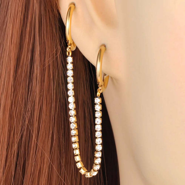 Pendientes de aro con cristales de circonita cúbica brillantes, joyería para mujeres y niñas.