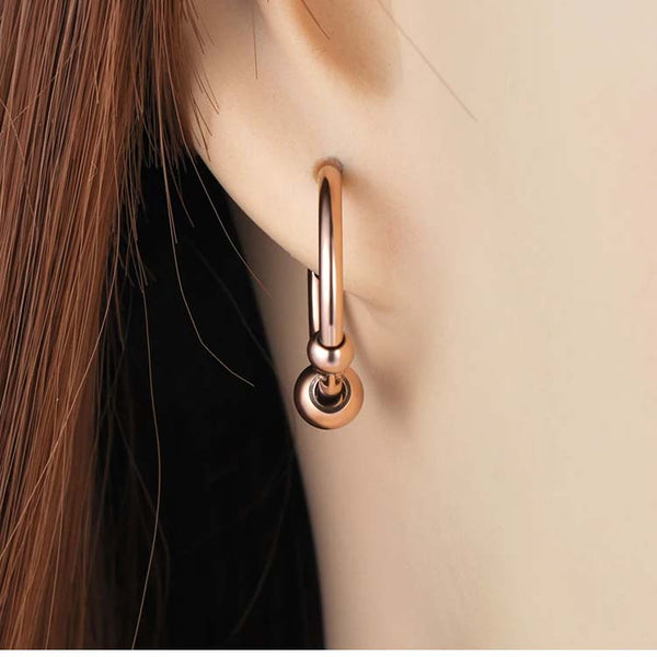 Pendientes de aro con 3 cuentas redondas de diseño original