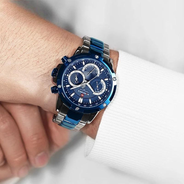 Reloj de pulsera de moda para hombre, lujoso reloj de cuarzo resistente al agua de acero inoxidable de alta calidad.