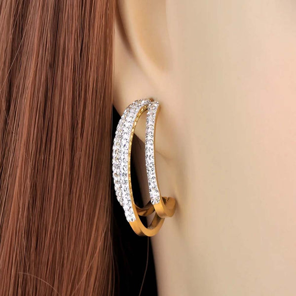 Pendientes góticos de acero inoxidable chapados en oro de 14 quilates con forma de semicírculo geométrico para mujer.