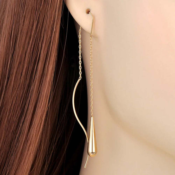 Pendientes modernos de acero inoxidable con dije de gota de agua