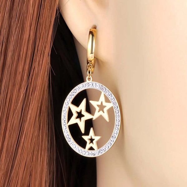 Pendientes de aro bohemios de acero inoxidable y titanio para fiesta.