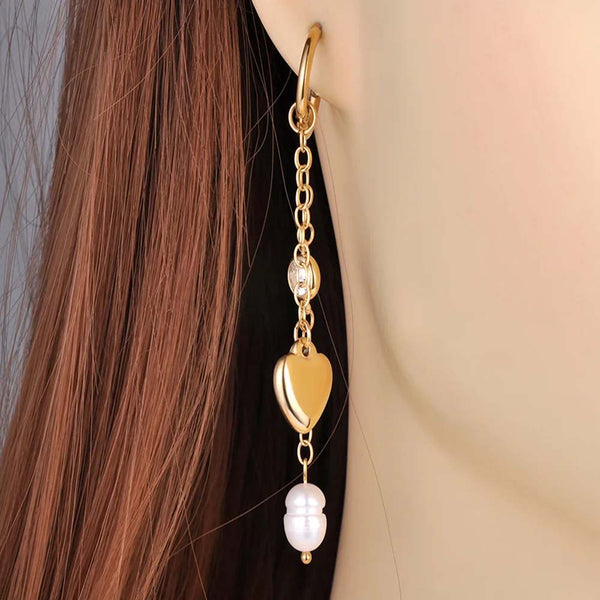 Pendientes de aro con perlas cultivadas de agua dulce para mujeres y niñas
