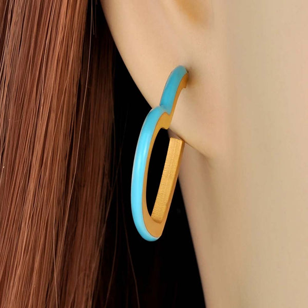 Pendientes de botón con forma de corazón de acero inoxidable y titanio de moda para mujer, con cristales azules.