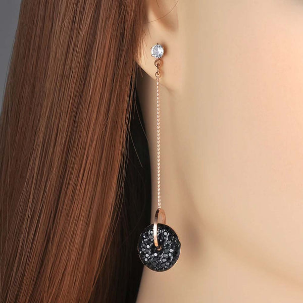 Pendientes bohemios de acero inoxidable con borlas de doble círculo