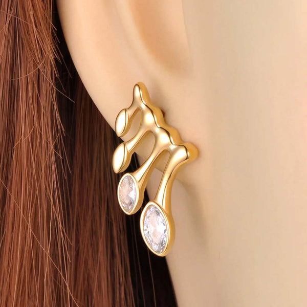 Pendientes de alas de ángel con cristales de circonita cúbica de moda para mujer