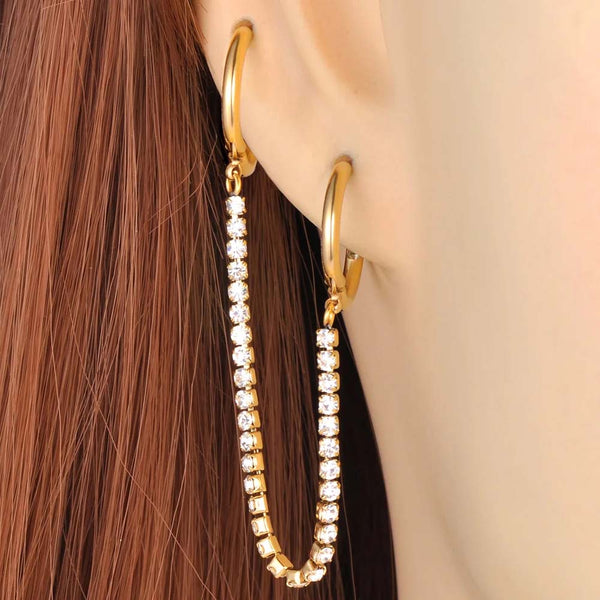 Pendientes de aro con cristales de circonita cúbica brillantes para mujer
