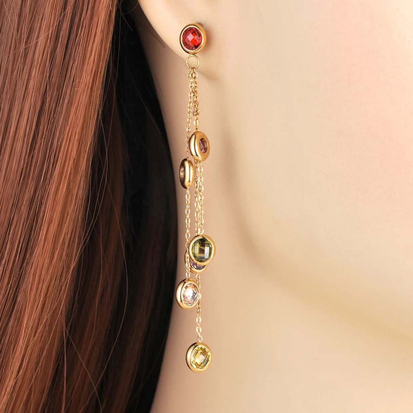 Pendientes de borlas bohemios de acero inoxidable de moda