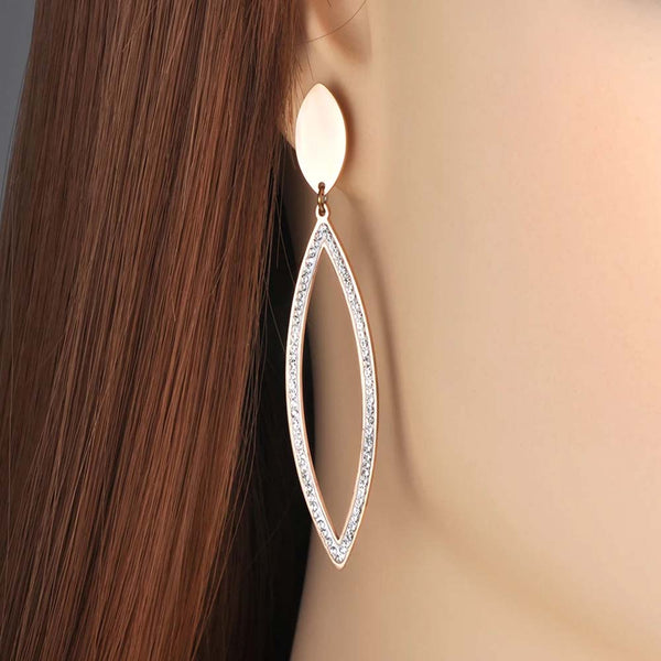 Pendientes geométricos de ojo de caballo de acero inoxidable de moda