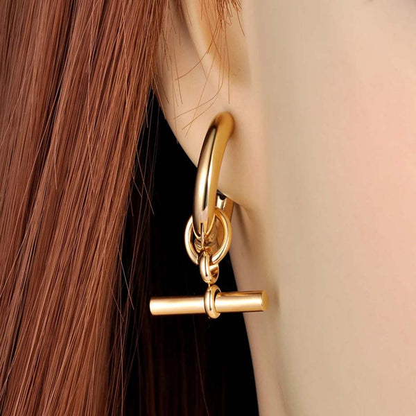 Pendientes geométricos de tira larga de moda para mujeres y niñas