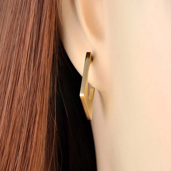 Pendientes sencillos de acero inoxidable y titanio de moda