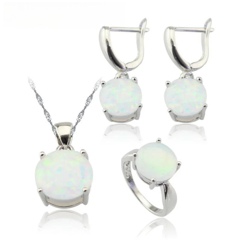 Australia White Fire Opal Stones Silver Color Jewelry Sets For Women