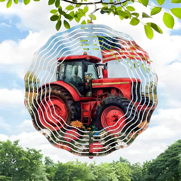 Funky Home Decor: Patriotic Tractor  With Flag Wind Chimes,  Patriotic Decor Wind Chimes for Homes, Bars, Offices, Man Caves, Garages, And Living Rooms .Also Makes A Great Gift. Style 10*10in（25*25cm）