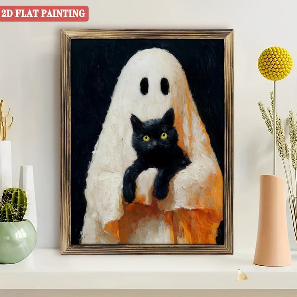 Room Decor Wood  Art Prints: Ghost And Black Cat Vintage  Wood  Art Prints, Gothic Victorian Wall Art  Decor.for Living Room, Kitchen, Bedroom And Office.for Gift Home Wall Decor.  12x16inch(30x40cm)