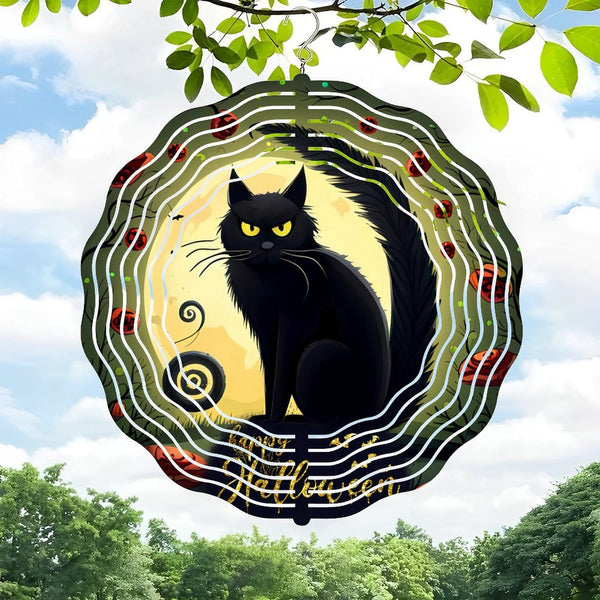 Funky Home Decor: Happy Halloween Cat Wind Chimes for Homes, Bars, Offices, Man Caves, Garages, And Living Rooms. Also Makes A Great Gift. Style 10*10in（25*25cm）