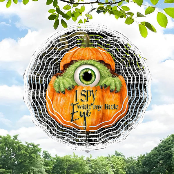 Funky Home Decor: Cute Furry One Eyed Monster Inside of Pumpkin Wind Chimes ,Monster Decor Wind Chimes for Homes, Bars, Offices, Man Caves, Garages, And Living Rooms.
