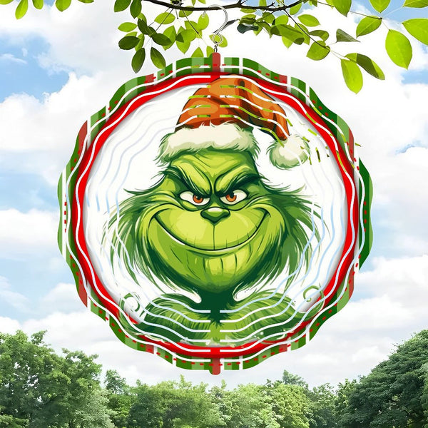 Funky Home Decor: Christmas Green Monster Holiday Wind Chimes ，Home Decor Wind Chimes for Homes, Bars, Offices, Man Caves, Garages, And Living Rooms. Also Makes A Great Gift. Style 10*10in（25*25cm）