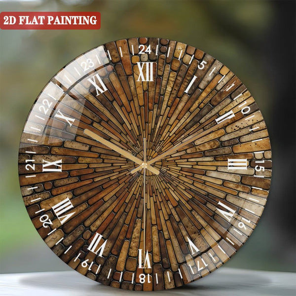 Clock Wall Decor: Tempered Glass Wall Art Round Glass Wall Clock,  Stained Look Round Wall Art Gift Decor Wall Clock for Homes, Bars, Offices, Man Caves, Garages, And Living Rooms. Style 12×12inch