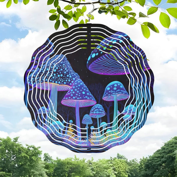 Funky Home Decor: Home Trippy Purple Mushroom Forest Blacklight Style Wind Chimes, Neon Style Art Print Wind Chimes for Homes, Bars, Offices, Man Caves, Garages, And Living Rooms .