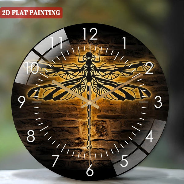 Clocks Wall Decor: Zentangle Dragonfly  Glass Wall Clocks,Dragonfly Lover  Glass Wall Clocks, Home Decor Boy Girl Nursery Decoration Christmas Birthday Housewarming. Style 12×12inch(30×30cm)