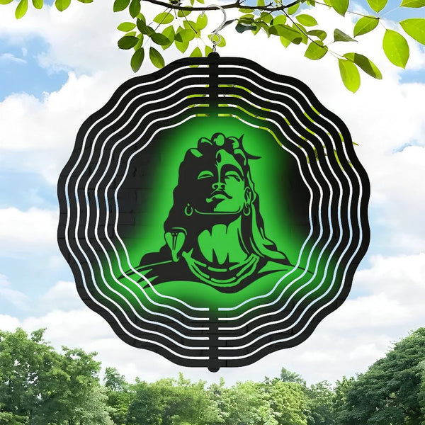 Funky Home Decor: Hanging Decor Wind Chime Outdoor Decor,Lord Shiva Spiritual Hindu  Iron Wind Chime Ideal for Gardens, Patios, Terraces, Balconies,
