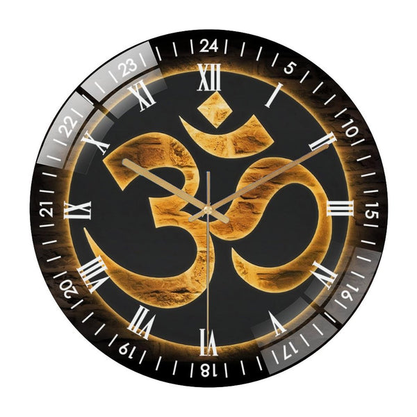 Decor Wall Clock: Om Buddha- Symbol Glass Wall Clock,Yoga Decor Wall Clock  for Homes, Bars, Offices, Man Caves, Garages, And Living Rooms .Also Makes A Great Gift. Style 12×12inch(30×30cm)