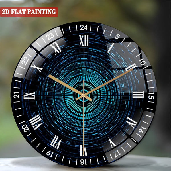 Clock Wall Decor: Futuristic Circular Wall Art Glass Wall Clock,  Sci-fi Inspired Interiors Decor Wall Clock for Homes, Bars, Offices, Man Caves, Garages, And Living Rooms. Style 12×12inch(30×30cm)
