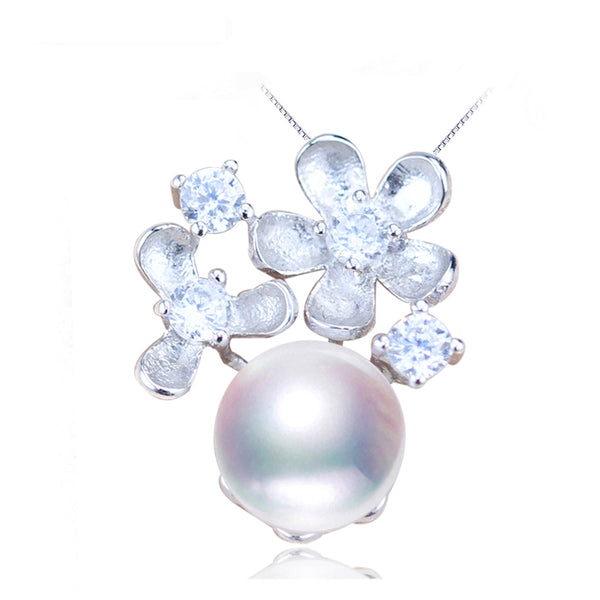 Nuevo collar de perlas con colgante de flor, joyería de plata de ley 925, joyería de perlas naturales de agua dulce.