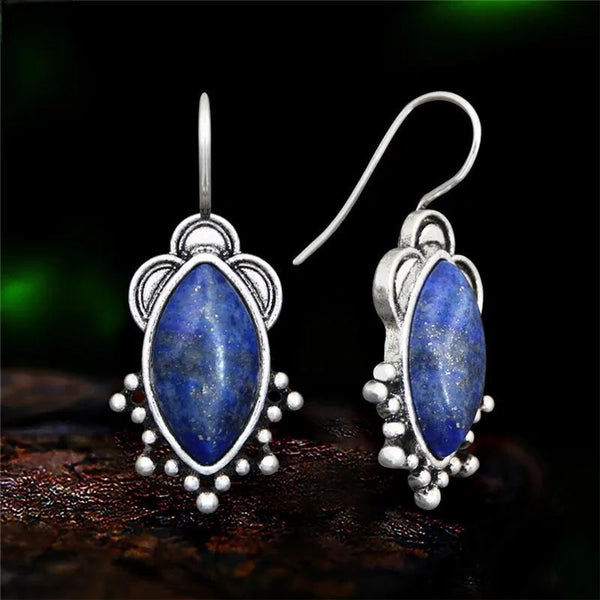 Pendientes vintage de lapislázuli con forma de ojo para mujer