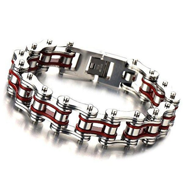 Pulseras de cadena punk para hombre, brazaletes de cadena de motociclista y bicicleta para hombre.